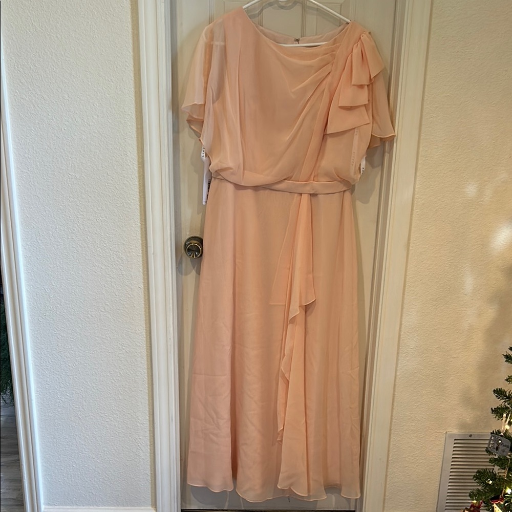 Elegant Peach Chiffon Dress